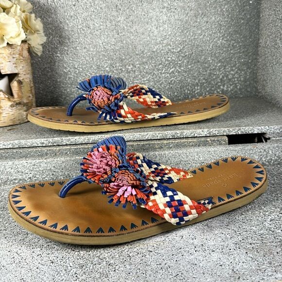 Kate Spade Idette PomPom, woven flat sandals Shoes Size 9 - Picture 3 of 7